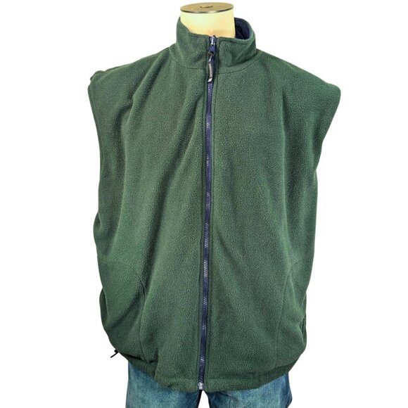 Spalding Athletic XL Vintage Reversible Blue & Green Fleece Full Zip Vest - Picture 2 of 9
